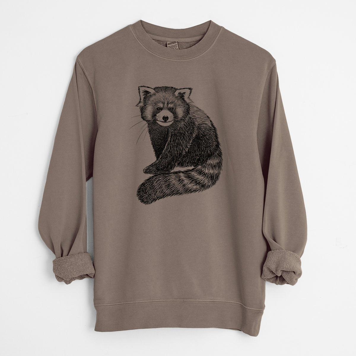 Red Panda - Ailurus fulgens styani - Unisex Pigment Dyed Crew Sweatshirt in Espresso Brown Color