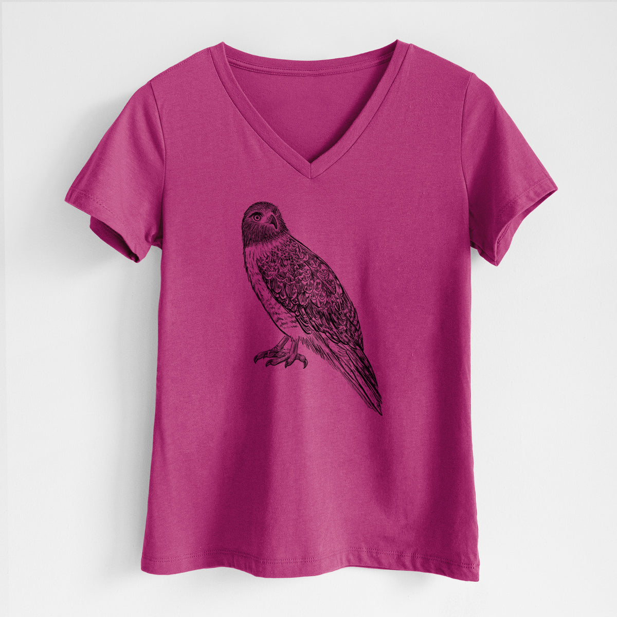 Red-tailed Hawk - Buteo jamaicensis - Women&#39;s Lightweight Relaxed Fit 100% Cotton V-neck