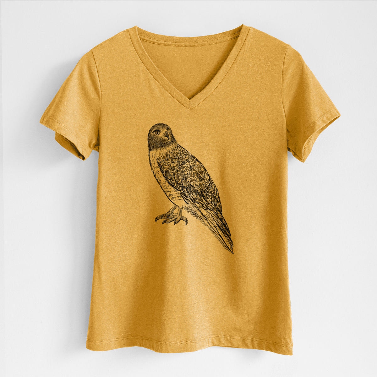 Red-tailed Hawk - Buteo jamaicensis - Women&#39;s Lightweight Relaxed Fit 100% Cotton V-neck