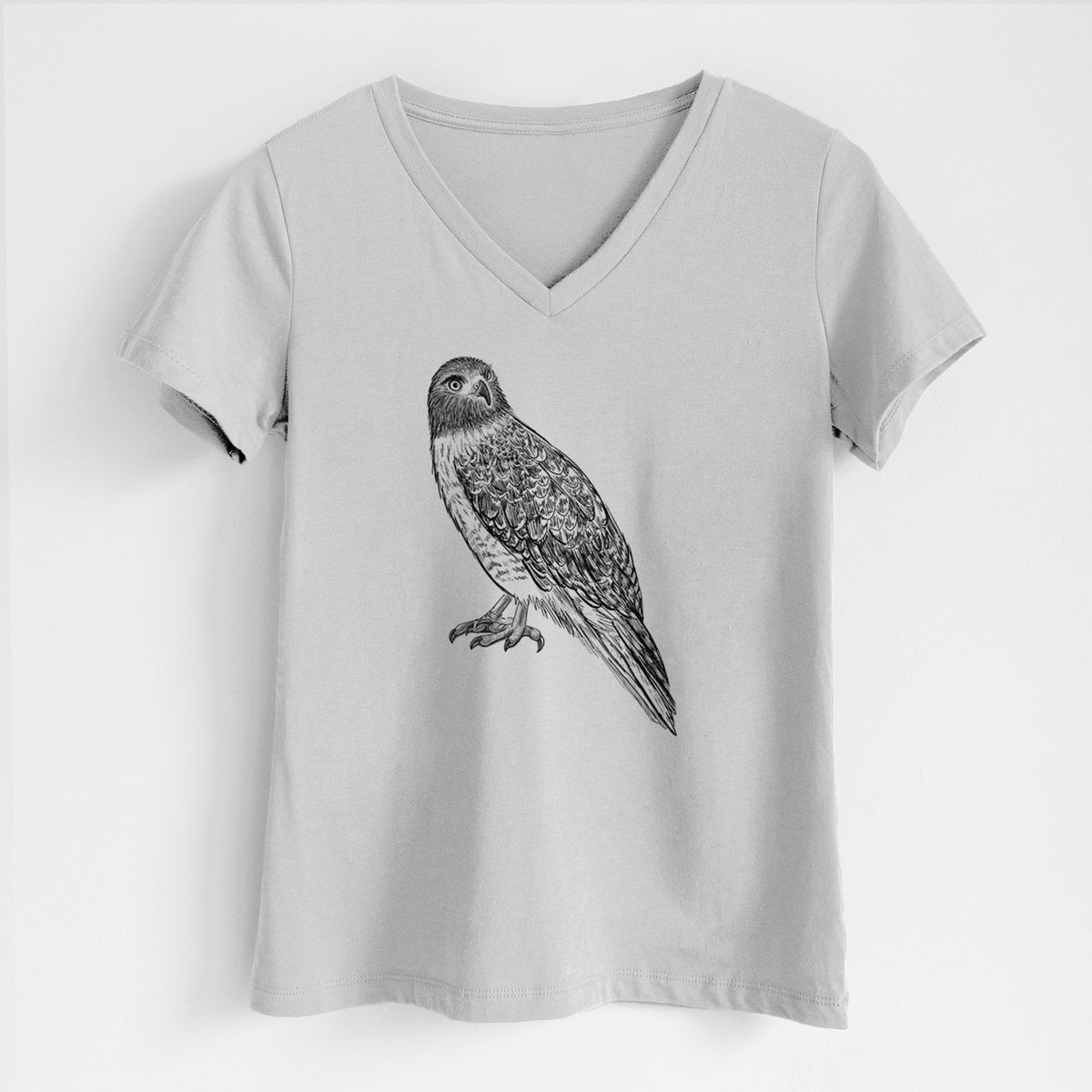 Red-tailed Hawk - Buteo jamaicensis - Women&#39;s Lightweight Relaxed Fit 100% Cotton V-neck