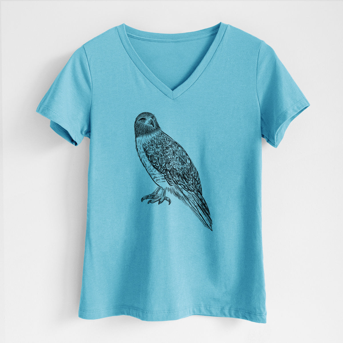 Red-tailed Hawk - Buteo jamaicensis - Women&#39;s Lightweight Relaxed Fit 100% Cotton V-neck