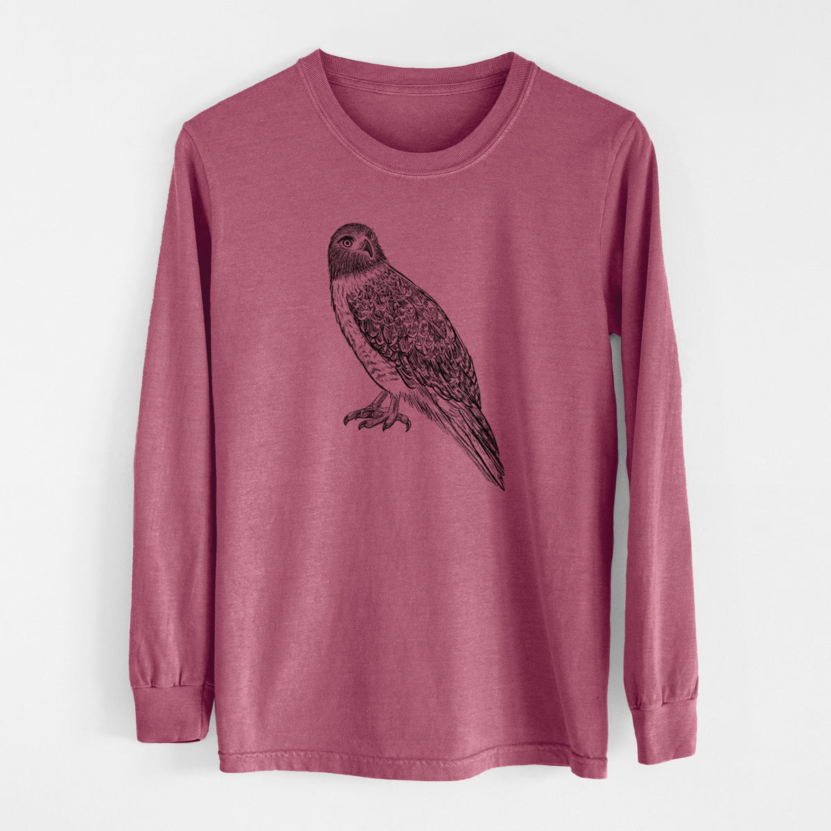 Red-tailed Hawk - Buteo jamaicensis - Men&#39;s Heavyweight 100% Cotton Long Sleeve