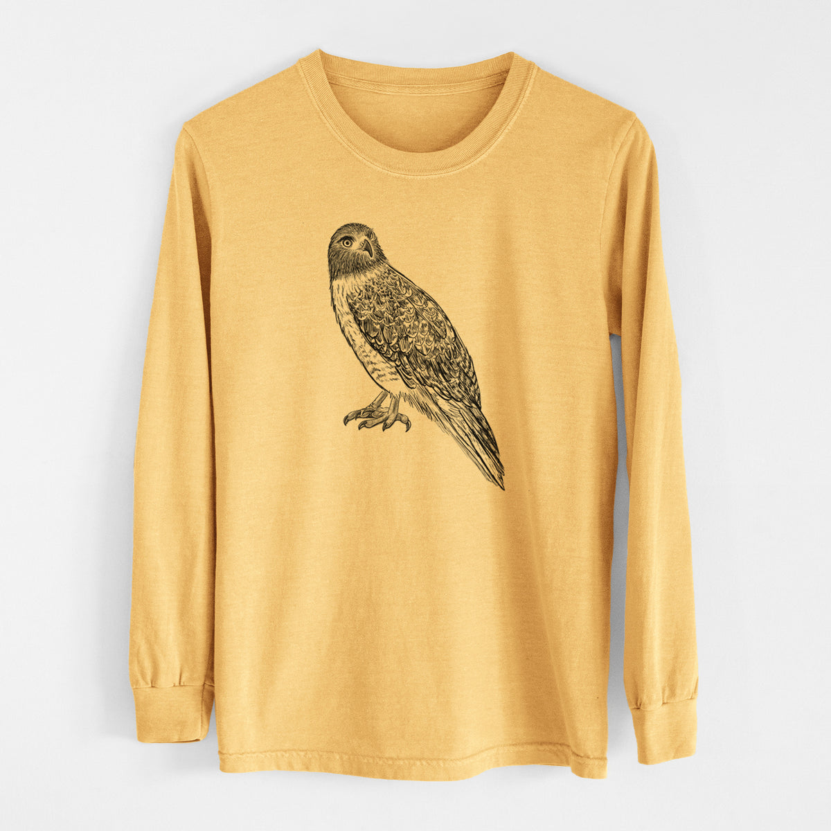 Red-tailed Hawk - Buteo jamaicensis - Men&#39;s Heavyweight 100% Cotton Long Sleeve