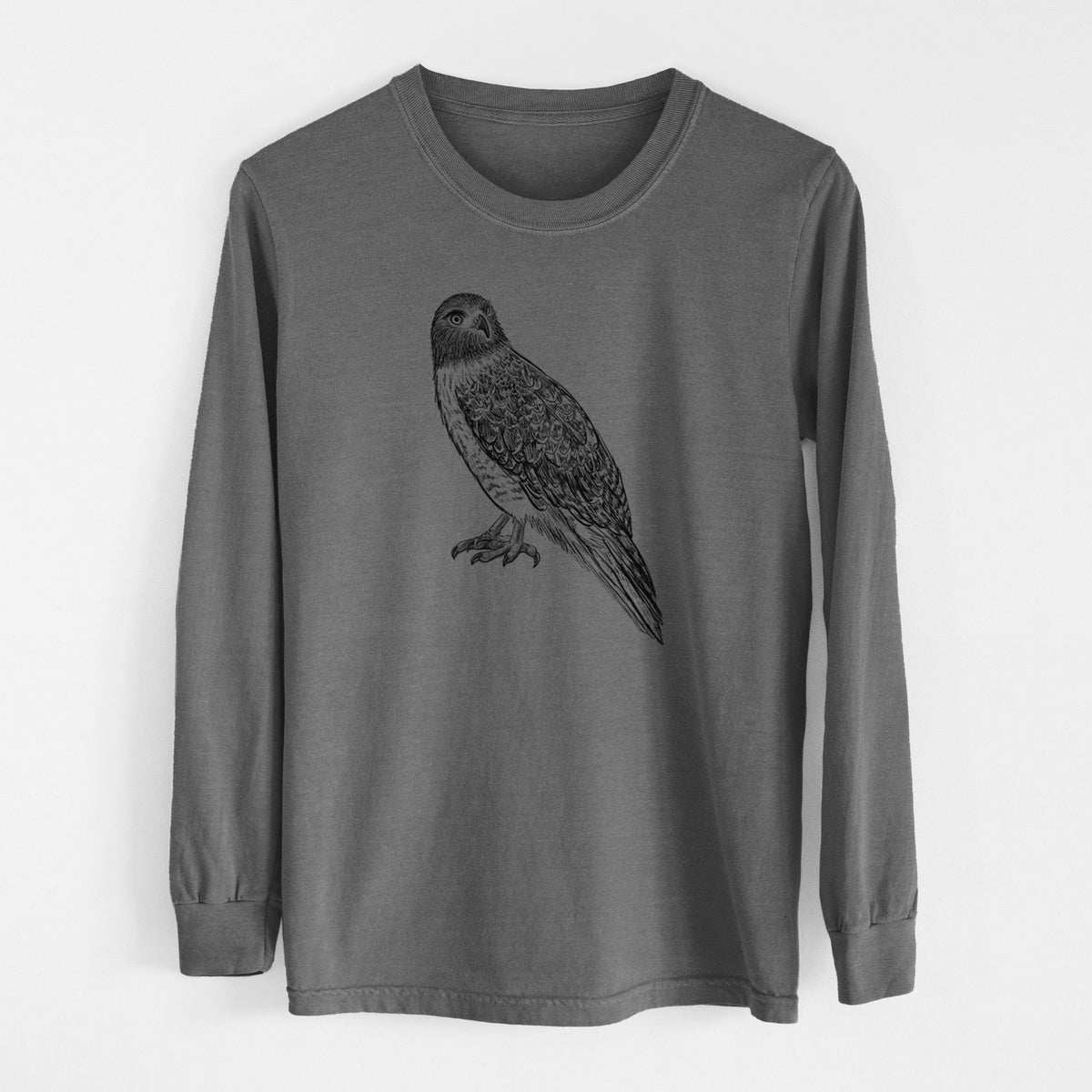 Red-tailed Hawk - Buteo jamaicensis - Men&#39;s Heavyweight 100% Cotton Long Sleeve