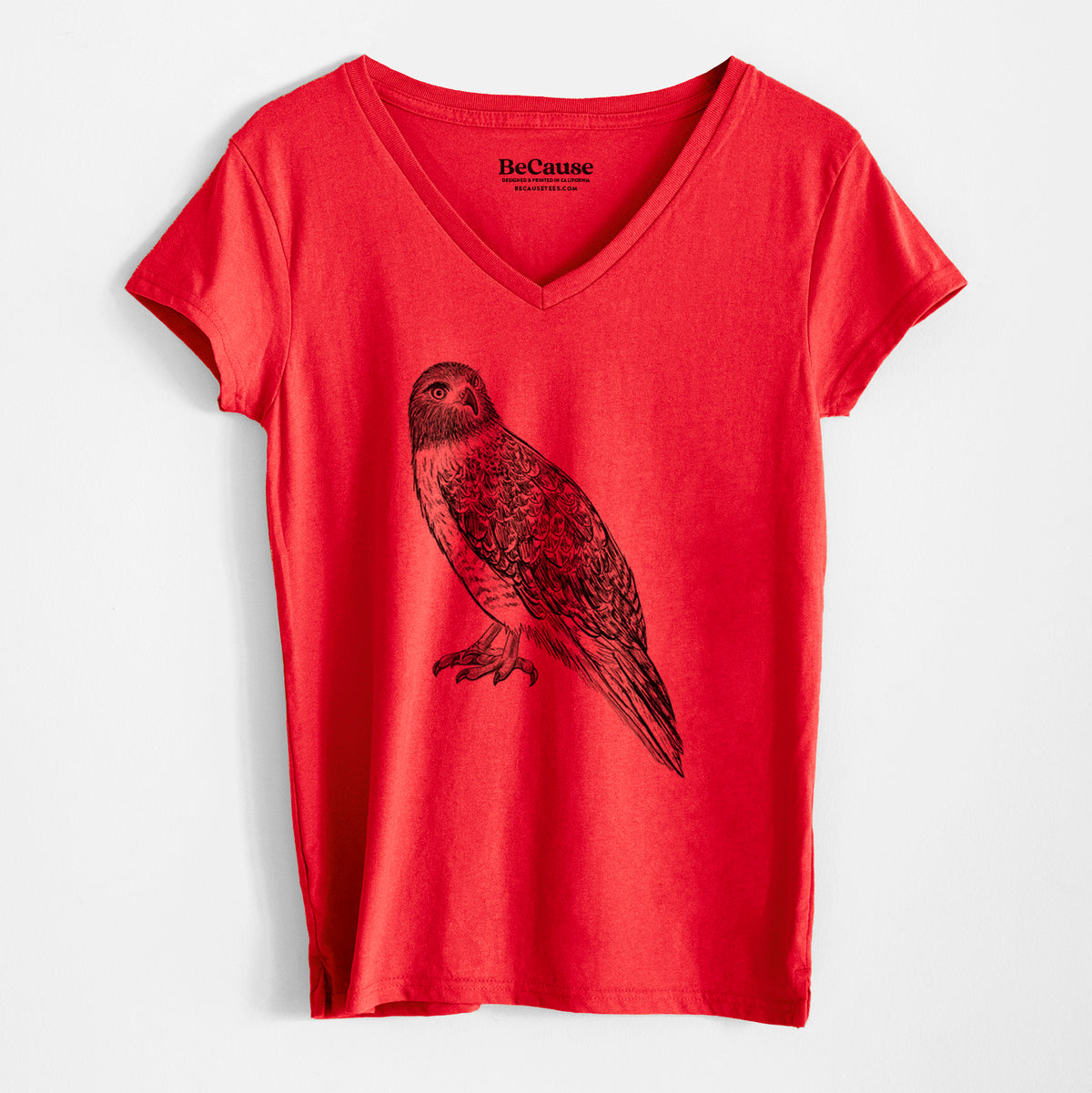 Red-tailed Hawk - Buteo jamaicensis - Women&#39;s 100% Recycled V-neck