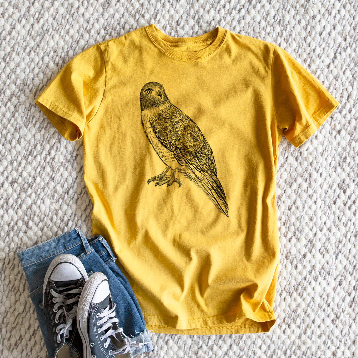 Red-tailed Hawk - Buteo jamaicensis - Heavyweight Men&#39;s 100% Organic Cotton Tee