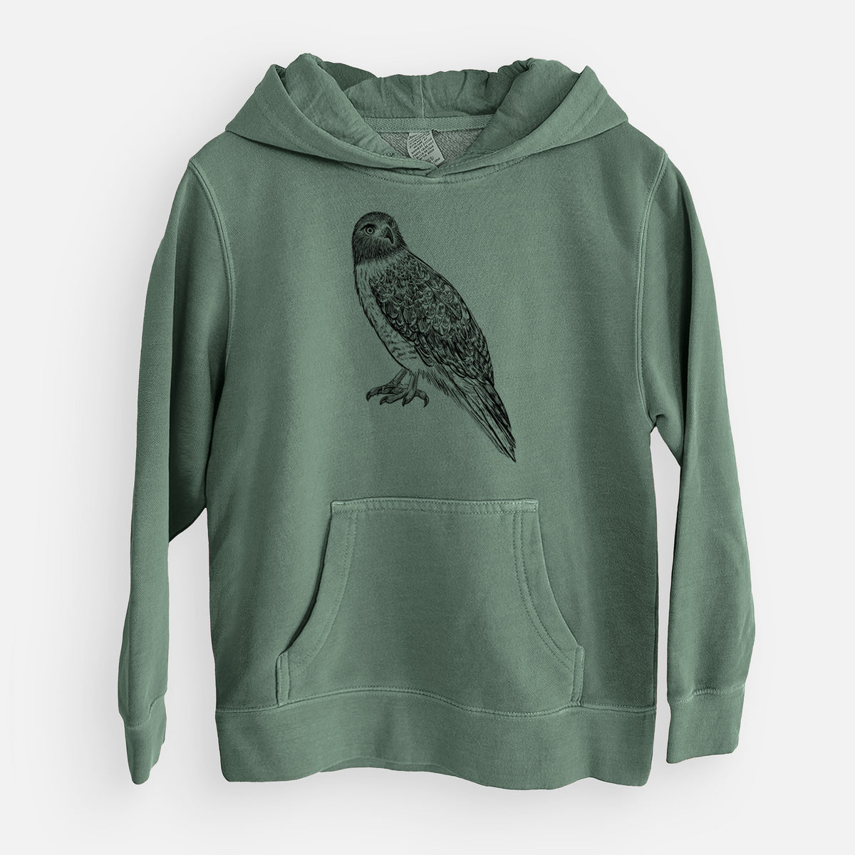Red-tailed Hawk - Buteo jamaicensis - Youth Pigment Dyed Hoodie