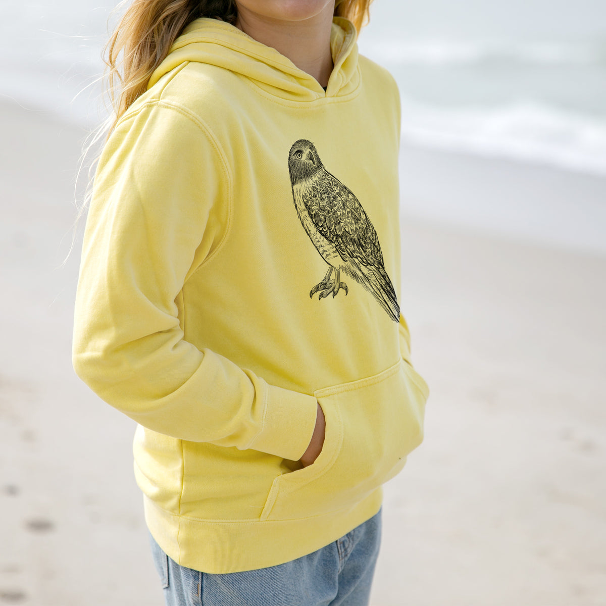 Red-tailed Hawk - Buteo jamaicensis - Youth Pigment Dyed Hoodie