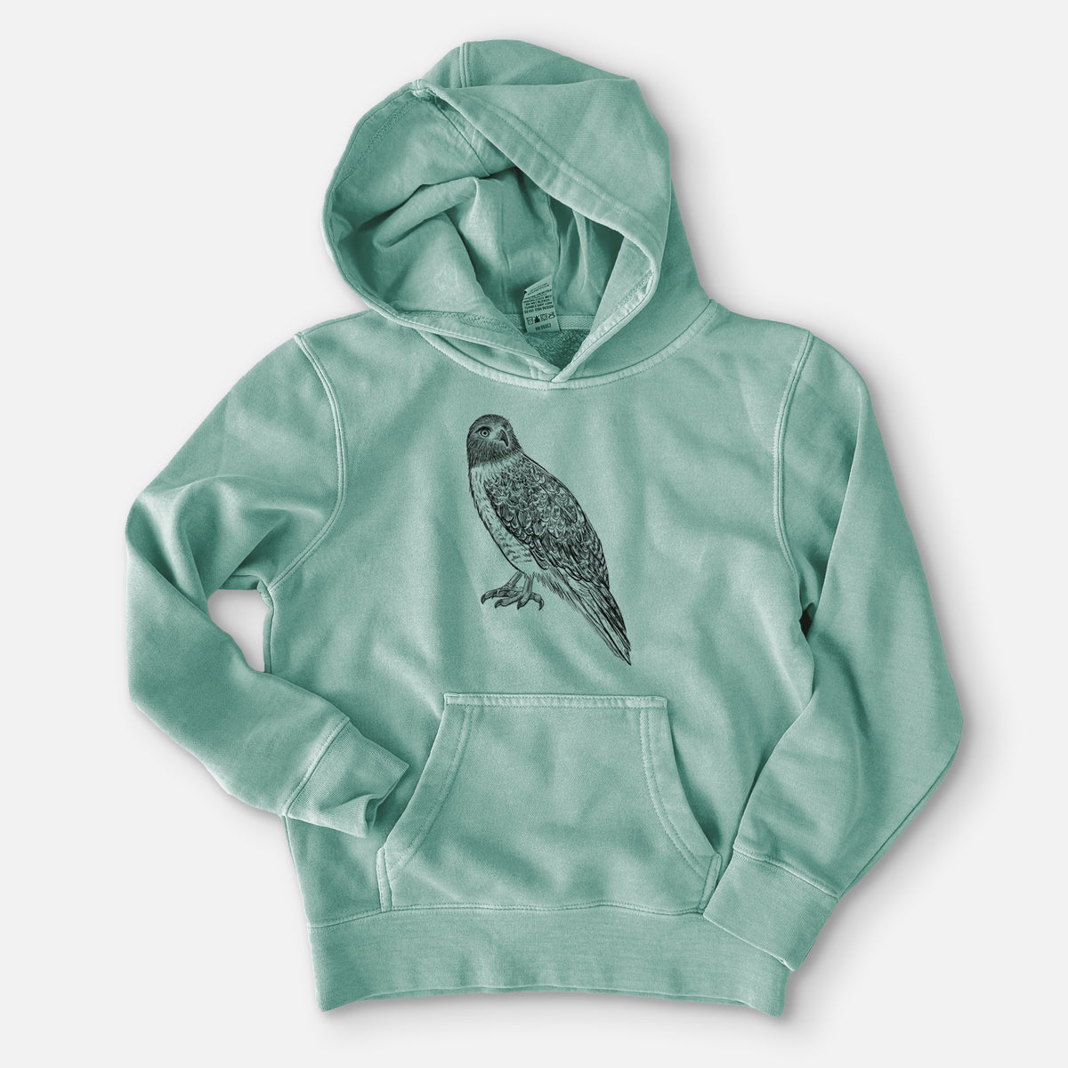 Red-tailed Hawk - Buteo jamaicensis - Youth Pigment Dyed Hoodie