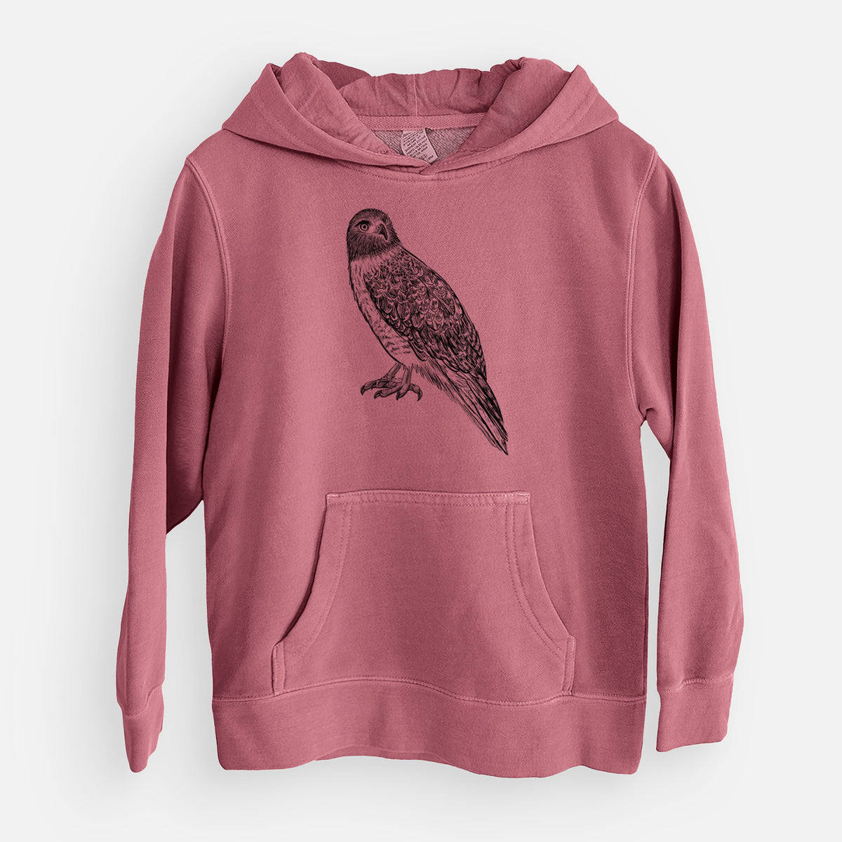 Red-tailed Hawk - Buteo jamaicensis - Youth Pigment Dyed Hoodie