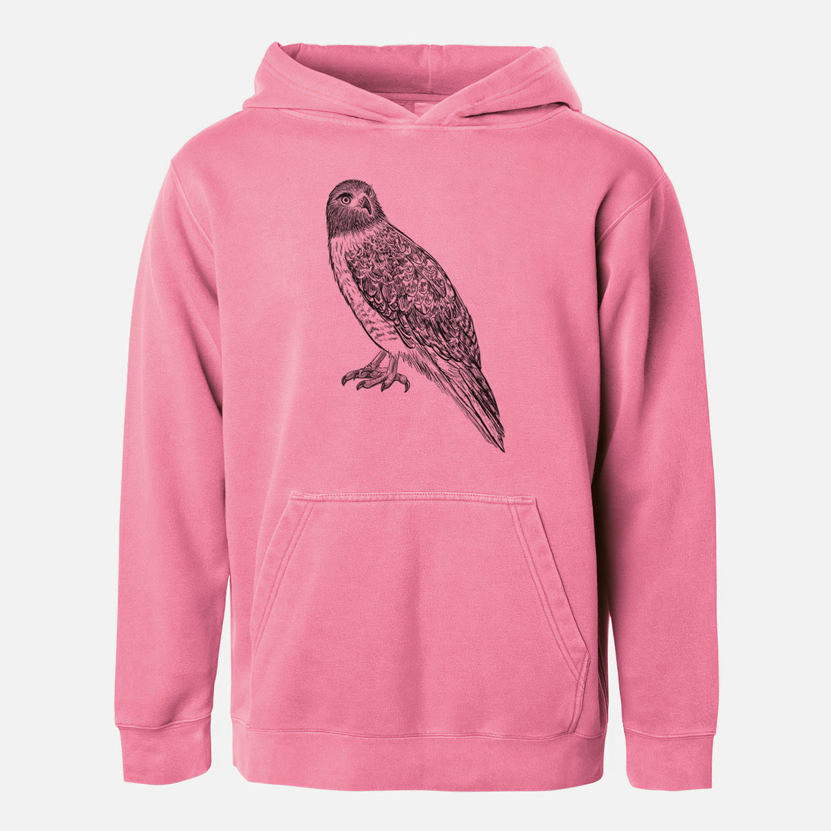 Red-tailed Hawk - Buteo jamaicensis - Youth Pigment Dyed Hoodie