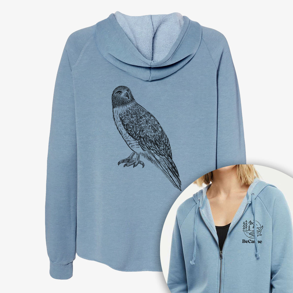 Red-tailed Hawk - Buteo jamaicensis - Women&#39;s Cali Wave Zip-Up Sweatshirt