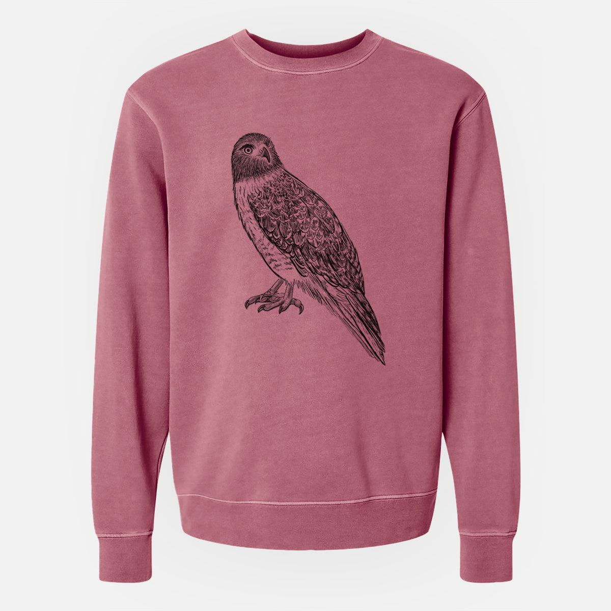 Red-tailed Hawk - Buteo jamaicensis - Unisex Pigment Dyed Crew Sweatshirt