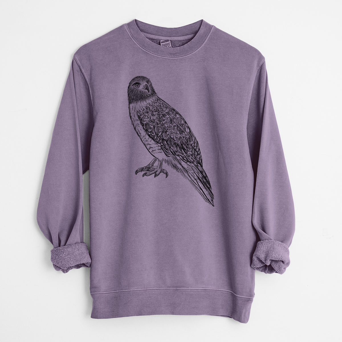 Red-tailed Hawk - Buteo jamaicensis - Unisex Pigment Dyed Crew Sweatshirt