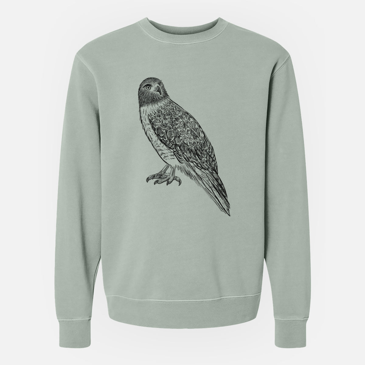 Red-tailed Hawk - Buteo jamaicensis - Unisex Pigment Dyed Crew Sweatshirt