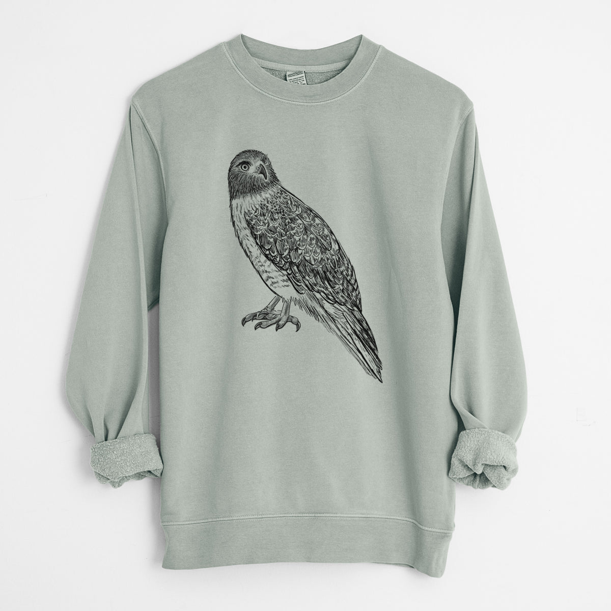 Red-tailed Hawk - Buteo jamaicensis - Unisex Pigment Dyed Crew Sweatshirt