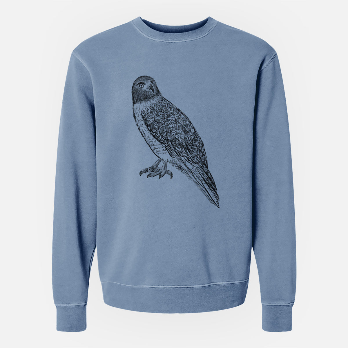 Red-tailed Hawk - Buteo jamaicensis - Unisex Pigment Dyed Crew Sweatshirt