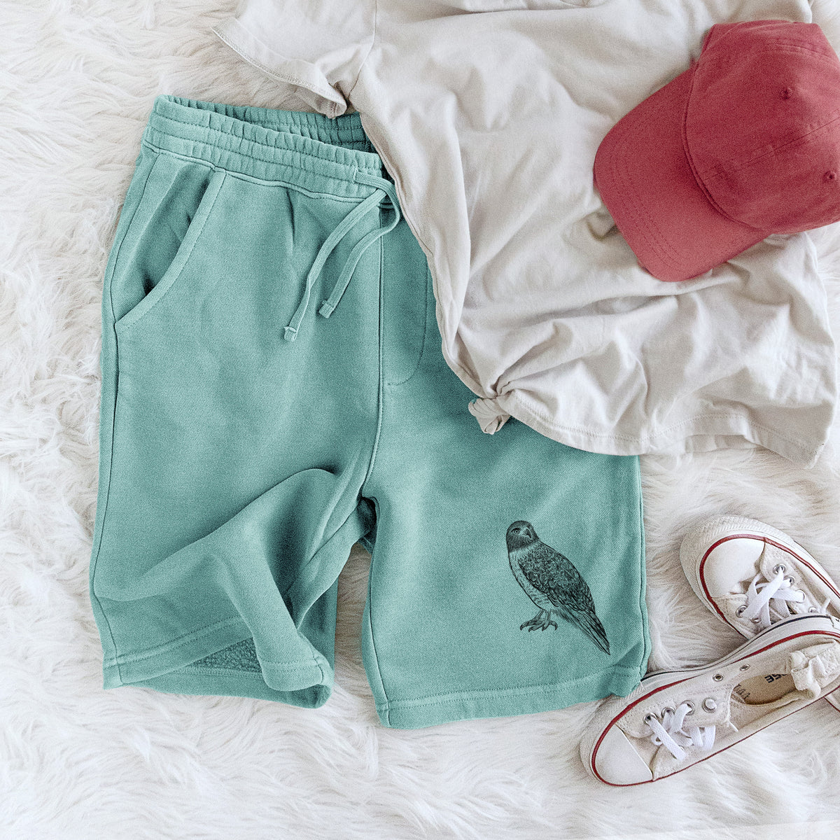 Red-tailed Hawk - Buteo jamaicensis - Unisex Pigment Dyed Shorts