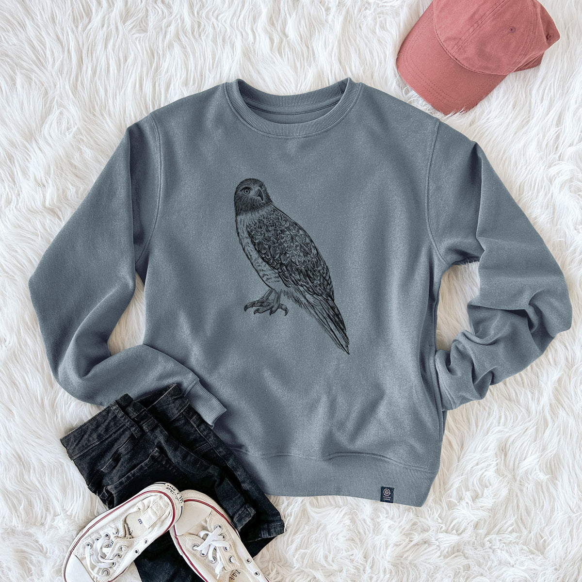 Red-tailed Hawk - Buteo jamaicensis  - Unisex Reclaimed Crewneck Sweatshirt