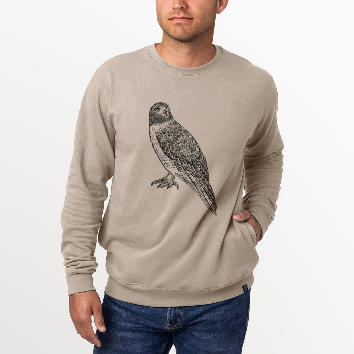 Red-tailed Hawk - Buteo jamaicensis  - Unisex Reclaimed Crewneck Sweatshirt