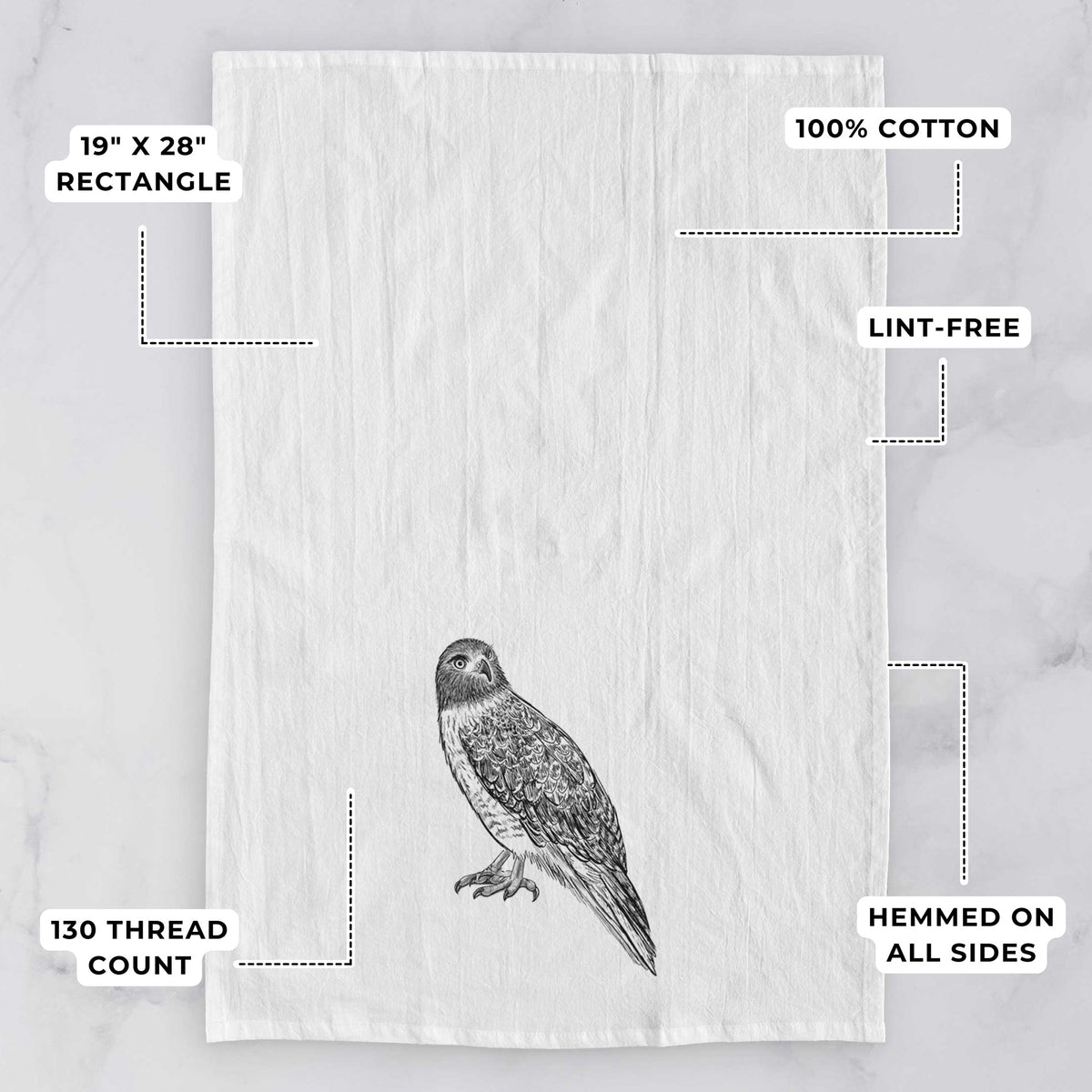 Red-tailed Hawk - Buteo jamaicensis Tea Towel