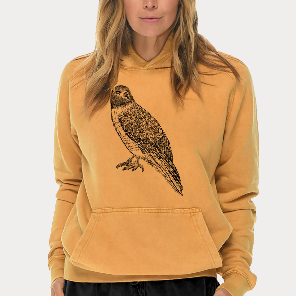 Red-tailed Hawk - Buteo jamaicensis  - Mid-Weight Unisex Vintage 100% Cotton Hoodie