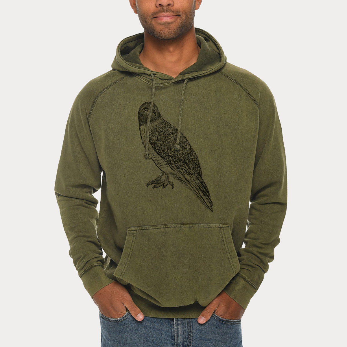 Red-tailed Hawk - Buteo jamaicensis  - Mid-Weight Unisex Vintage 100% Cotton Hoodie