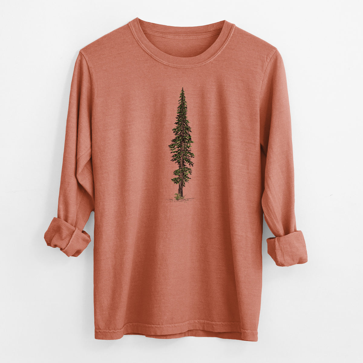 Lone Redwood - Men&#39;s Heavyweight 100% Cotton Long Sleeve