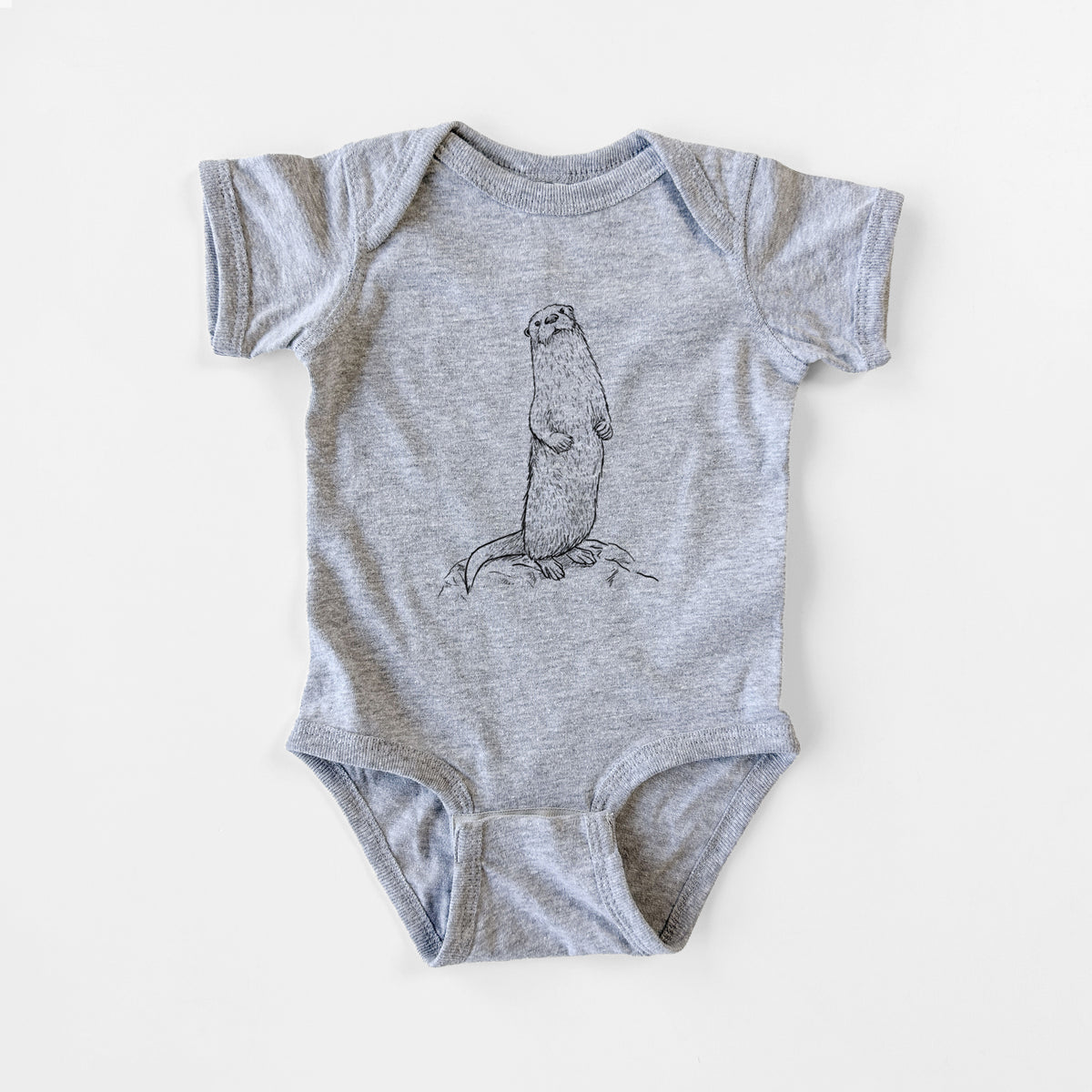 North American River Otter - Lontra canadensis - Baby Fine Jersey Bodysuit