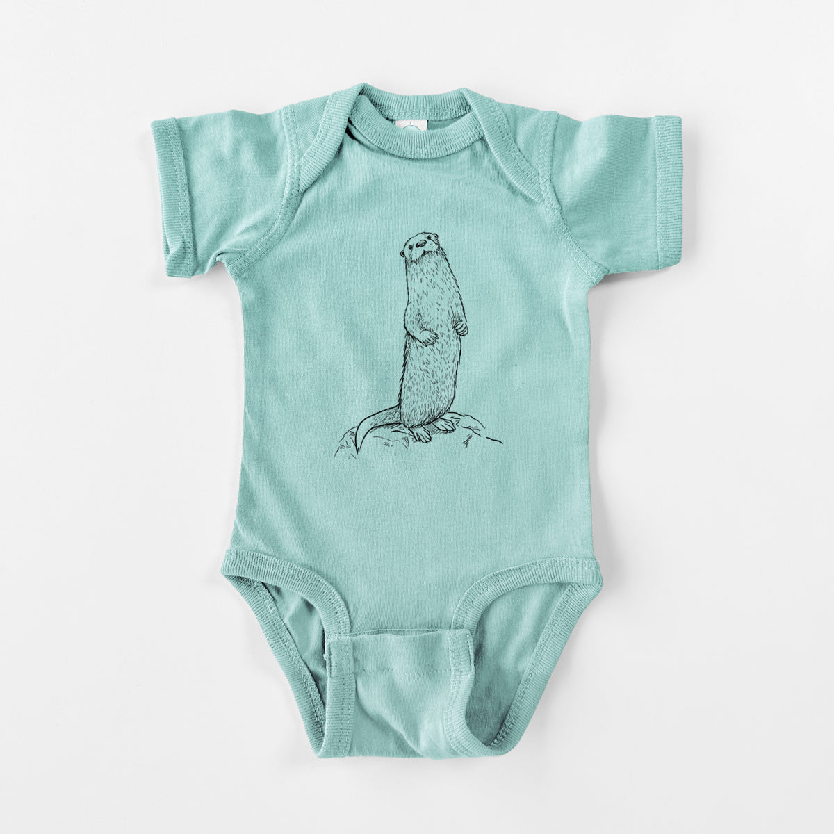 North American River Otter - Lontra canadensis - Baby Fine Jersey Bodysuit