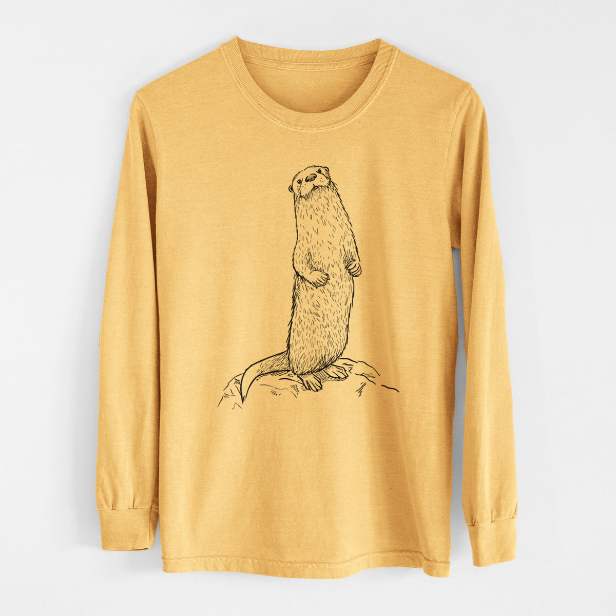 North American River Otter - Lontra canadensis - Heavyweight 100% Cotton Long Sleeve
