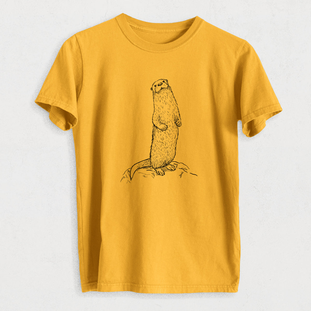 North American River Otter - Lontra canadensis - Heavyweight Men&#39;s 100% Organic Cotton Tee