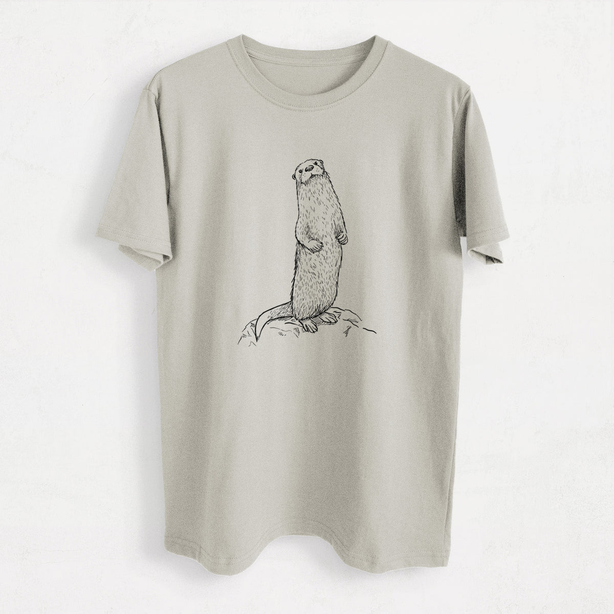 North American River Otter - Lontra canadensis - Heavyweight Men&#39;s 100% Organic Cotton Tee