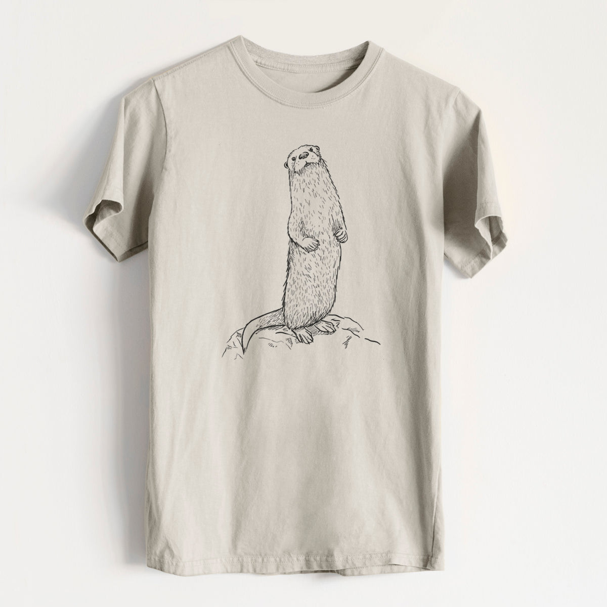 North American River Otter - Lontra canadensis - Heavyweight Men&#39;s 100% Organic Cotton Tee