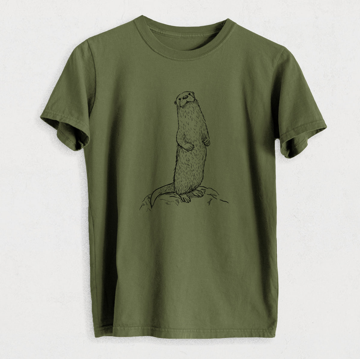 North American River Otter - Lontra canadensis - Heavyweight Men&#39;s 100% Organic Cotton Tee
