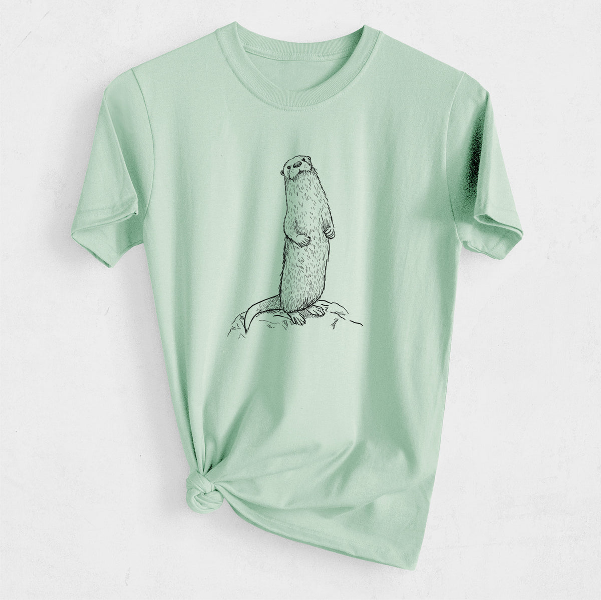 North American River Otter - Lontra canadensis - Heavyweight Men&#39;s 100% Organic Cotton Tee