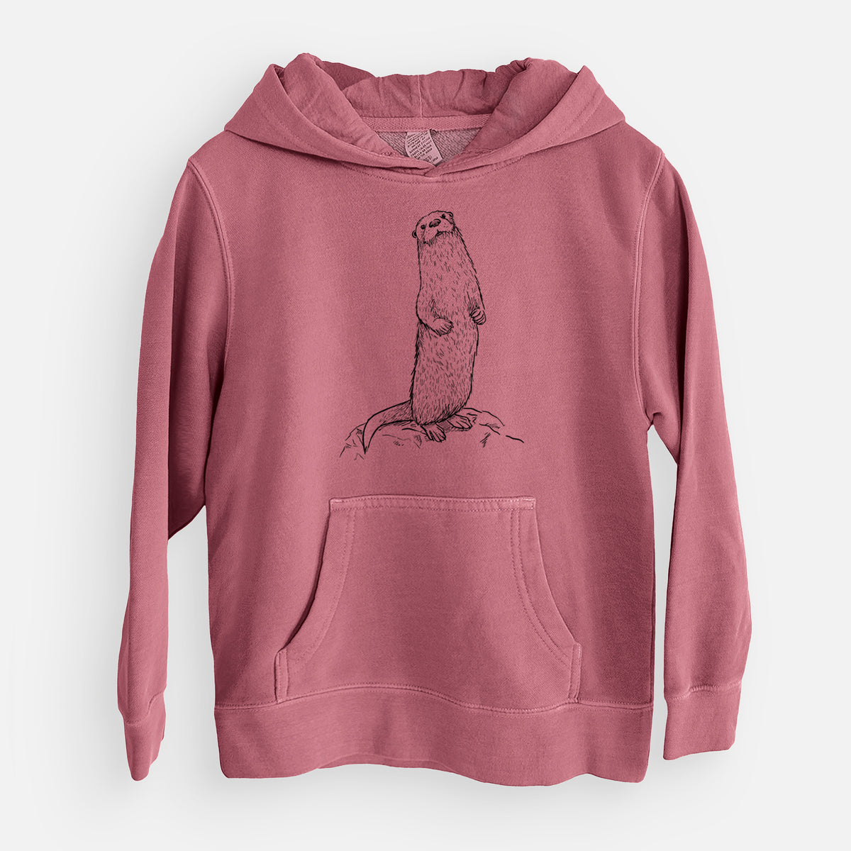 North American River Otter - Lontra canadensis - Youth Pigment Dyed Hoodie