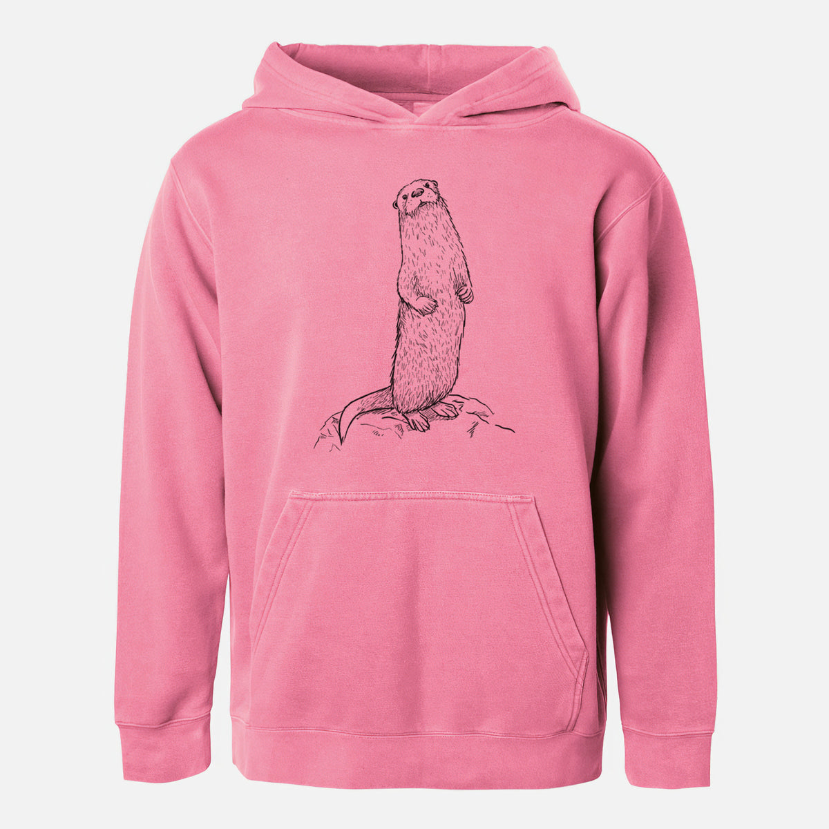 North American River Otter - Lontra canadensis - Youth Pigment Dyed Hoodie