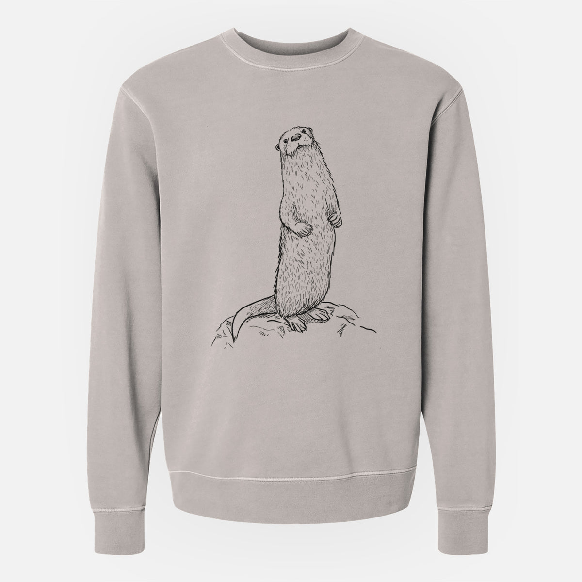 North American River Otter - Lontra canadensis - Unisex Pigment Dyed Crew Sweatshirt