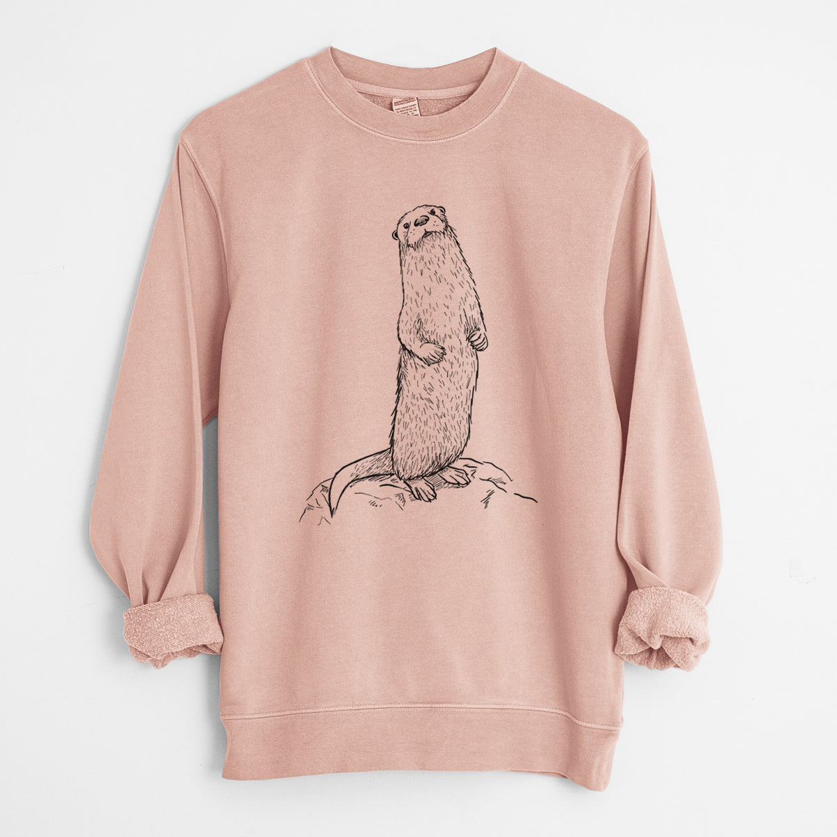 North American River Otter - Lontra canadensis - Unisex Pigment Dyed Crew Sweatshirt