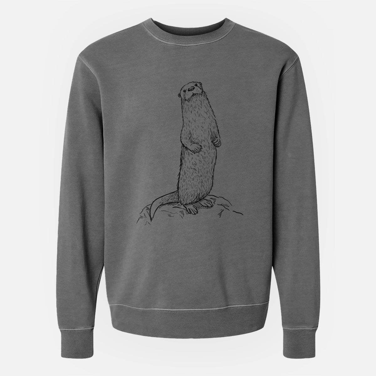 North American River Otter - Lontra canadensis - Unisex Pigment Dyed Crew Sweatshirt