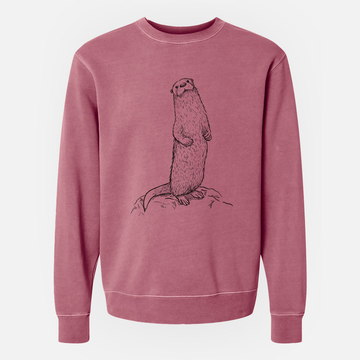 North American River Otter - Lontra canadensis - Unisex Pigment Dyed Crew Sweatshirt