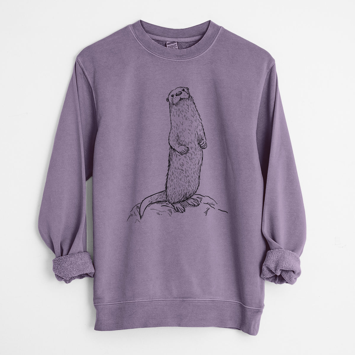 North American River Otter - Lontra canadensis - Unisex Pigment Dyed Crew Sweatshirt