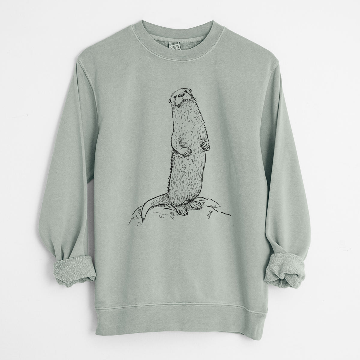 North American River Otter - Lontra canadensis - Unisex Pigment Dyed Crew Sweatshirt