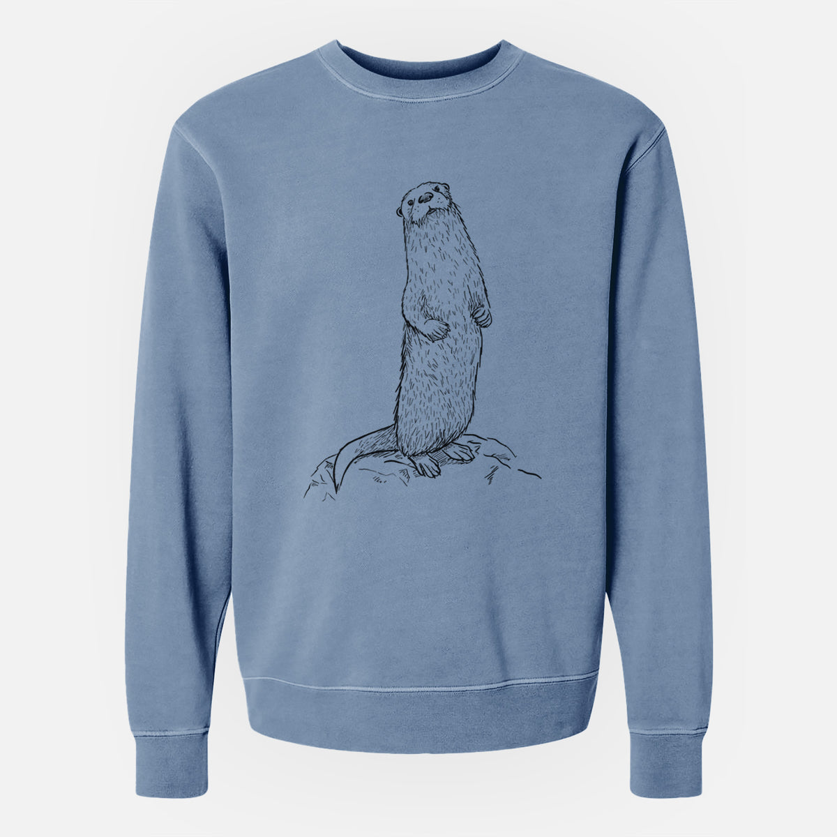 North American River Otter - Lontra canadensis - Unisex Pigment Dyed Crew Sweatshirt