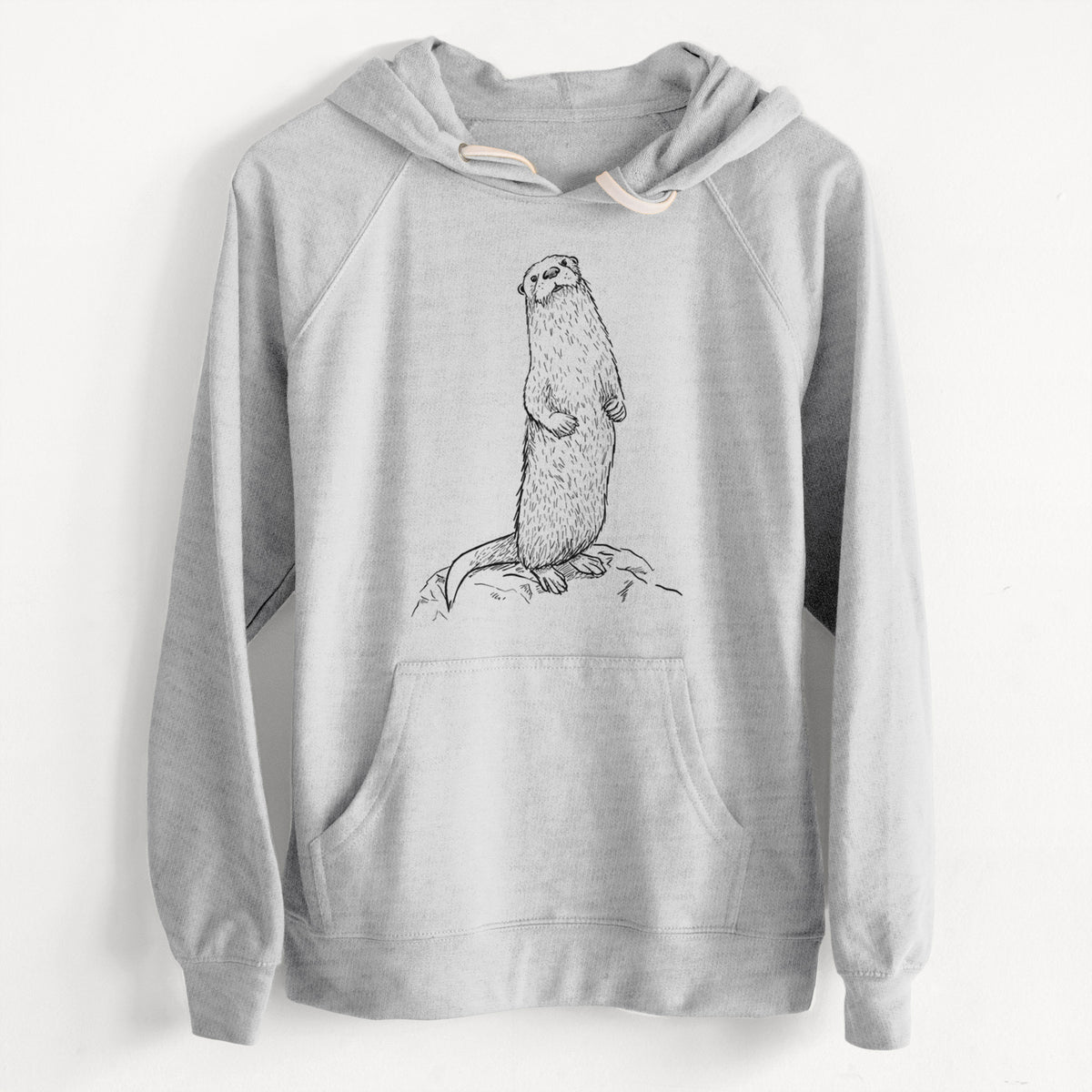 CLEARANCE - North American River Otter - Lontra canadensis  - Unisex Slim Fit Loopback Terry Hoodie