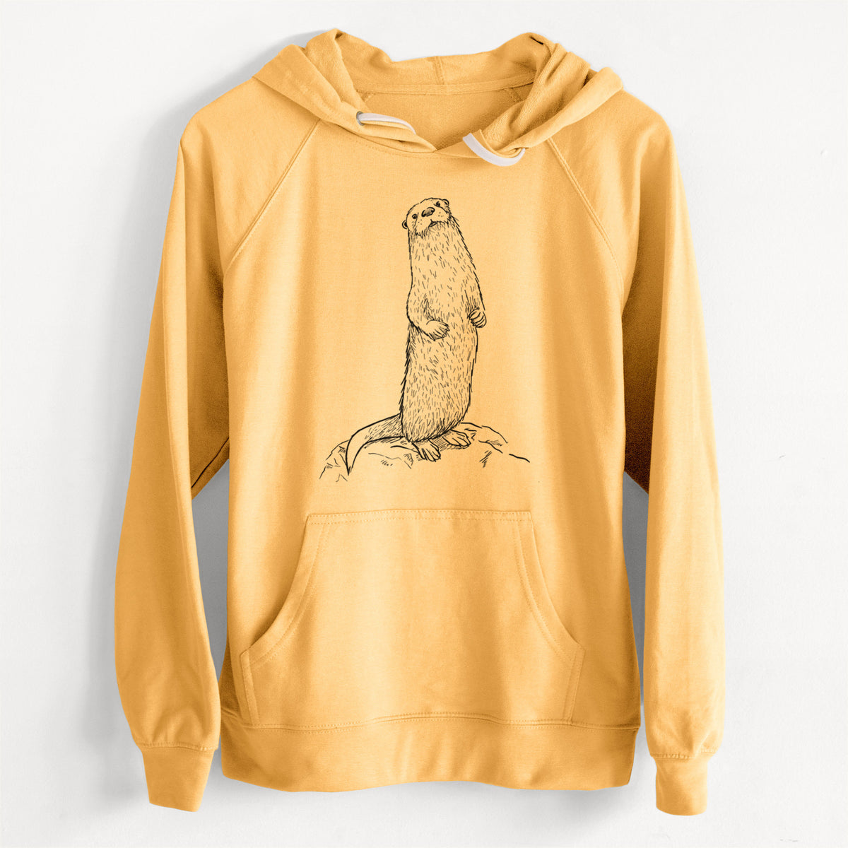 CLEARANCE - North American River Otter - Lontra canadensis  - Unisex Slim Fit Loopback Terry Hoodie