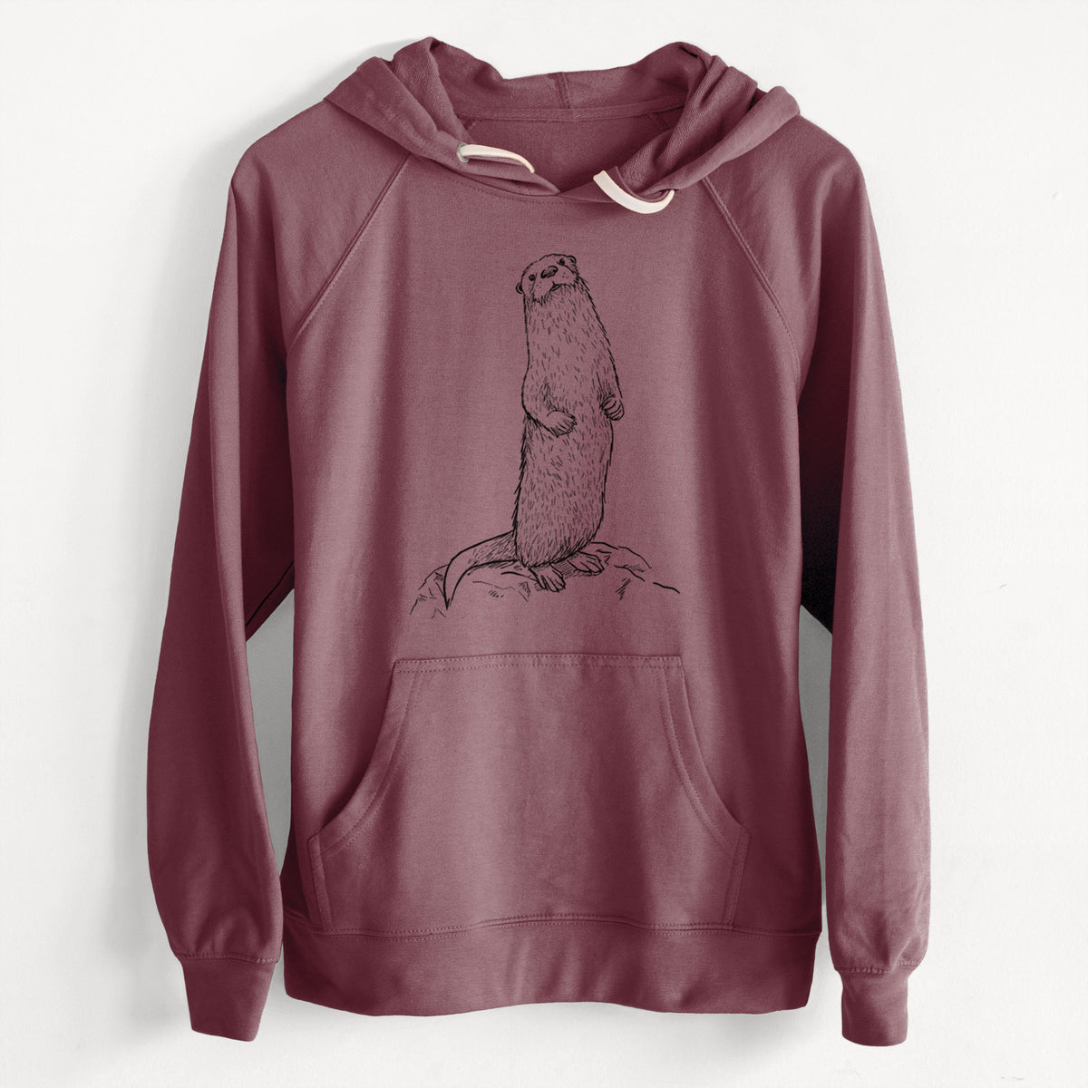 CLEARANCE - North American River Otter - Lontra canadensis  - Unisex Slim Fit Loopback Terry Hoodie