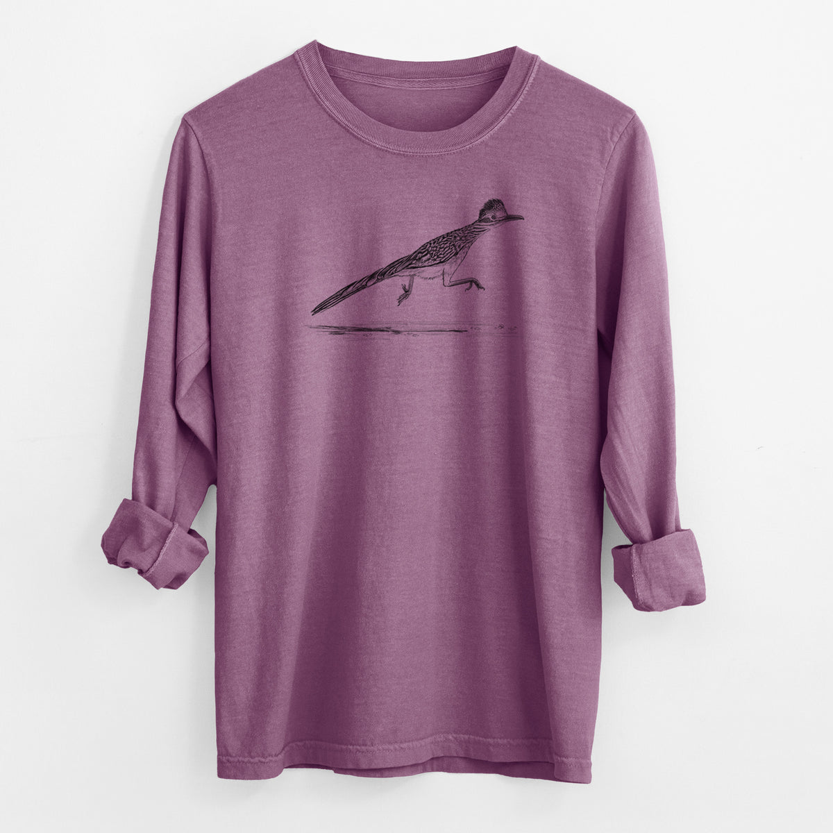 Greater Roadrunner - Geococcyx californianus - Men&#39;s Heavyweight 100% Cotton Long Sleeve