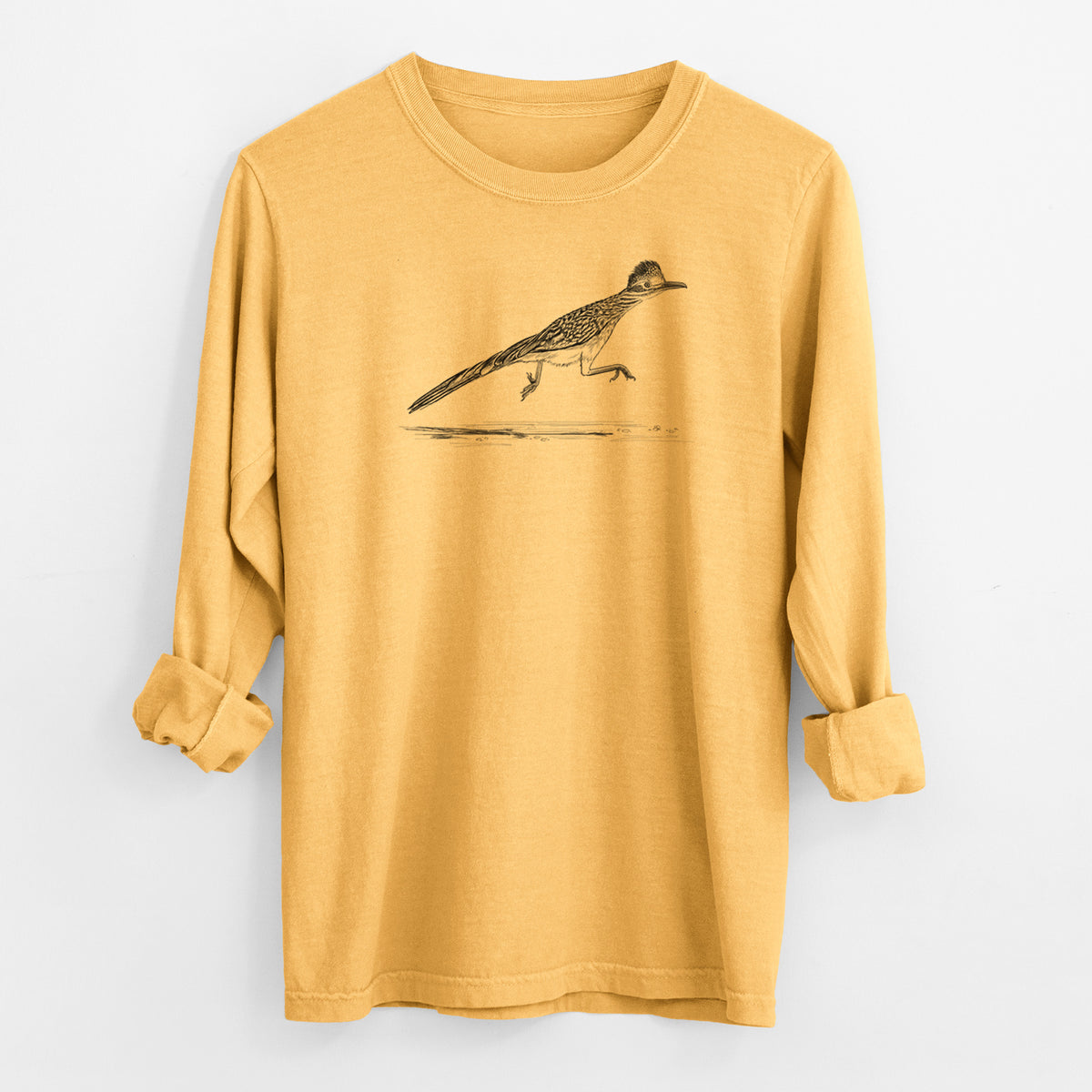 Greater Roadrunner - Geococcyx californianus - Men&#39;s Heavyweight 100% Cotton Long Sleeve